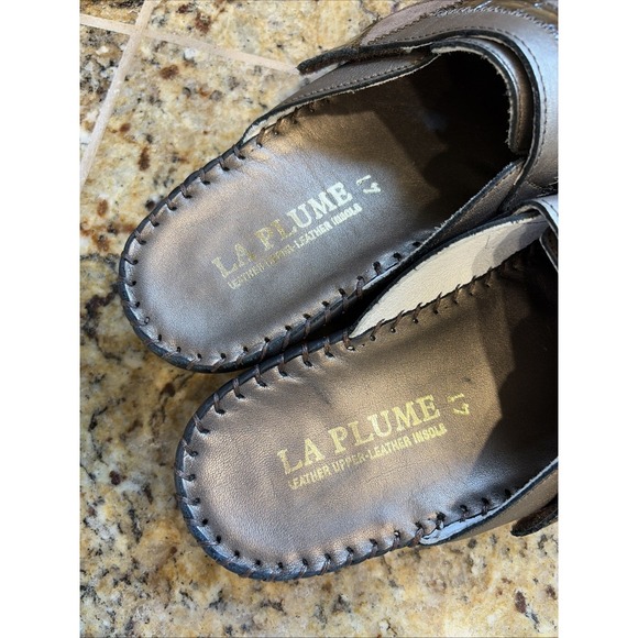 La Plume Santori Brown Metallic Leather Mules Clogs Slip On Shoes 41 US 10.5-11 - Picture 11 of 16